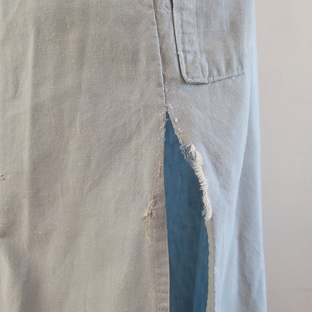 VTG 70s Embroidered Mushroom Denim Caftan Dress - Picture 10 of 16